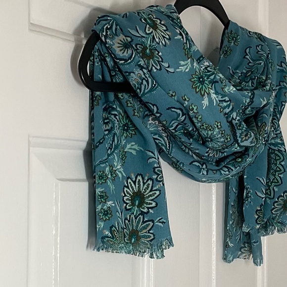 Talbots Imperial Floral Oblong Scarf - Teal - Picture 4 of 16